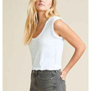 Veronica Beard 'Arion' White Cotton Muscle Tee Size S